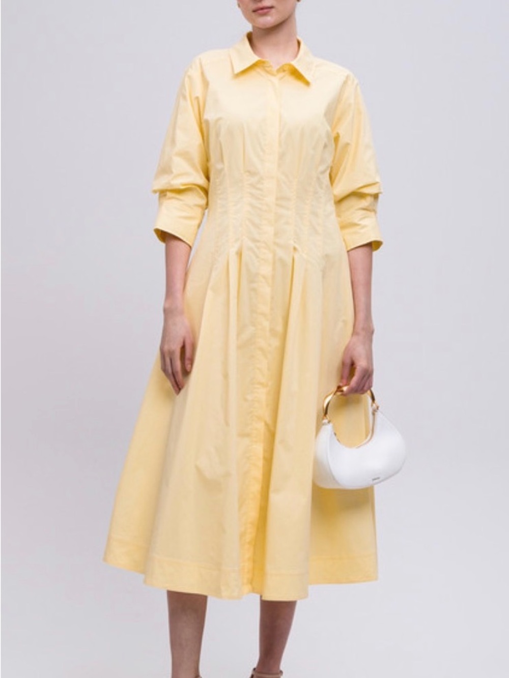 SIMKHAI jazz cotton pintuck midi dress in yellow NWT size xs